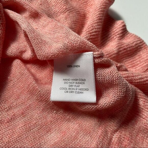 White + Warren Linen Drawcord Ruffle Tee Pink Size X-Size NWT - Picture 8 of 9